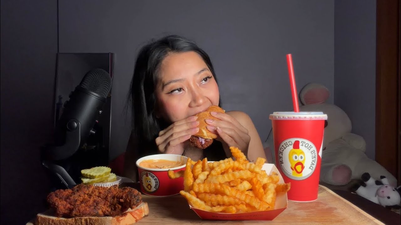 Dave’s hot chicken ASMR 🍗🔥🥤🍟