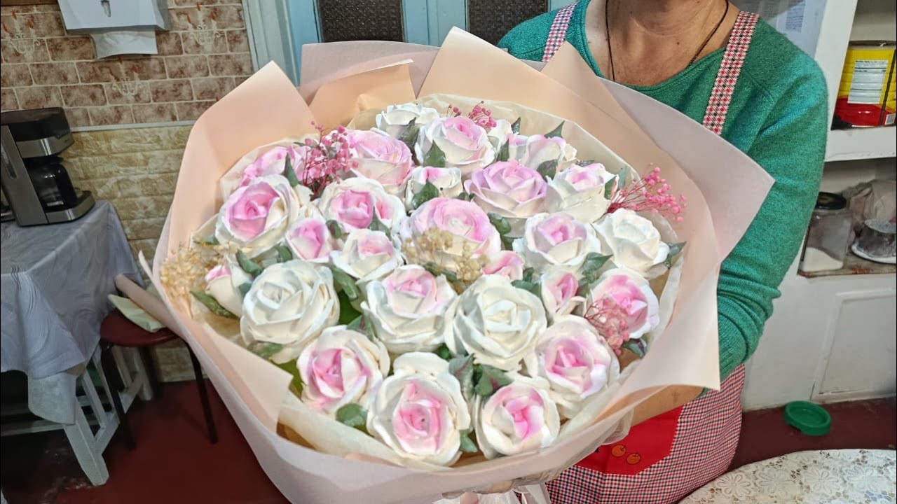 Сборка свадебного зефирного букета 💐