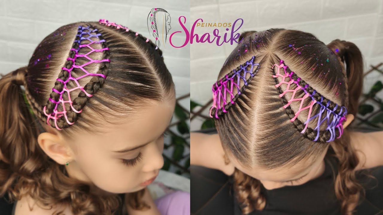Peinado infantil con trenzas y encintado | Dos coletas paso a paso