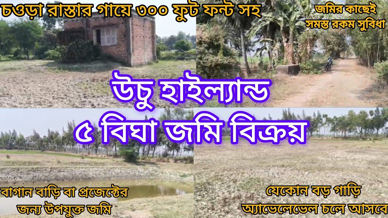 [271] চওড়া রাস্তার গায়ে ৩০০ ফুট ফন্ট সহ উচু হাইল্যান্ড ৫ বিঘা জমি বিক্রয়। Road side land sale।