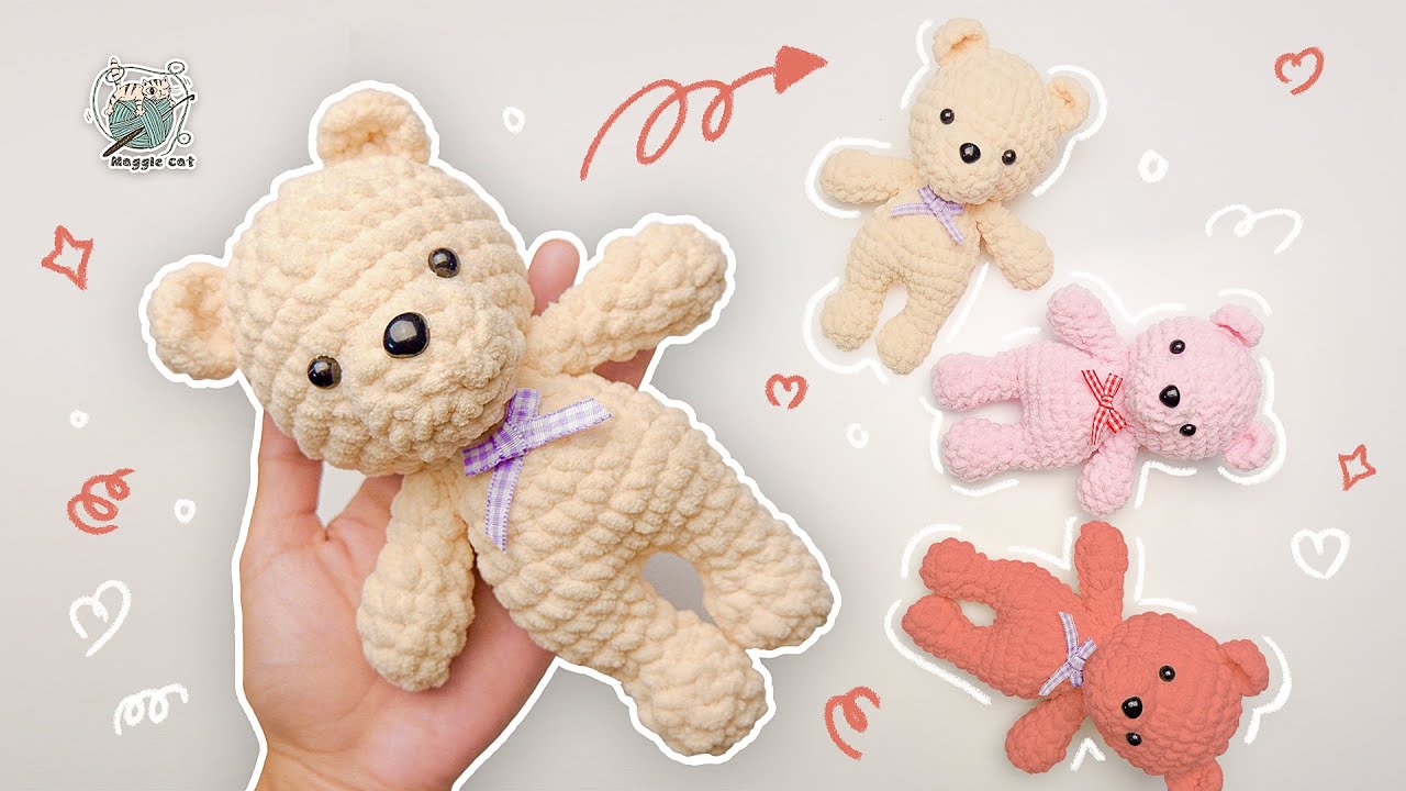 Crochet Bear Toy ｜DIY Bear｜Simple crochet 鉤針編織：玩偶小熊玩偶，不一樣的呆萌可愛，是一隻柔軟的小胖子。可送朋友，送自己，送閨蜜的伴手禮，簡單易學