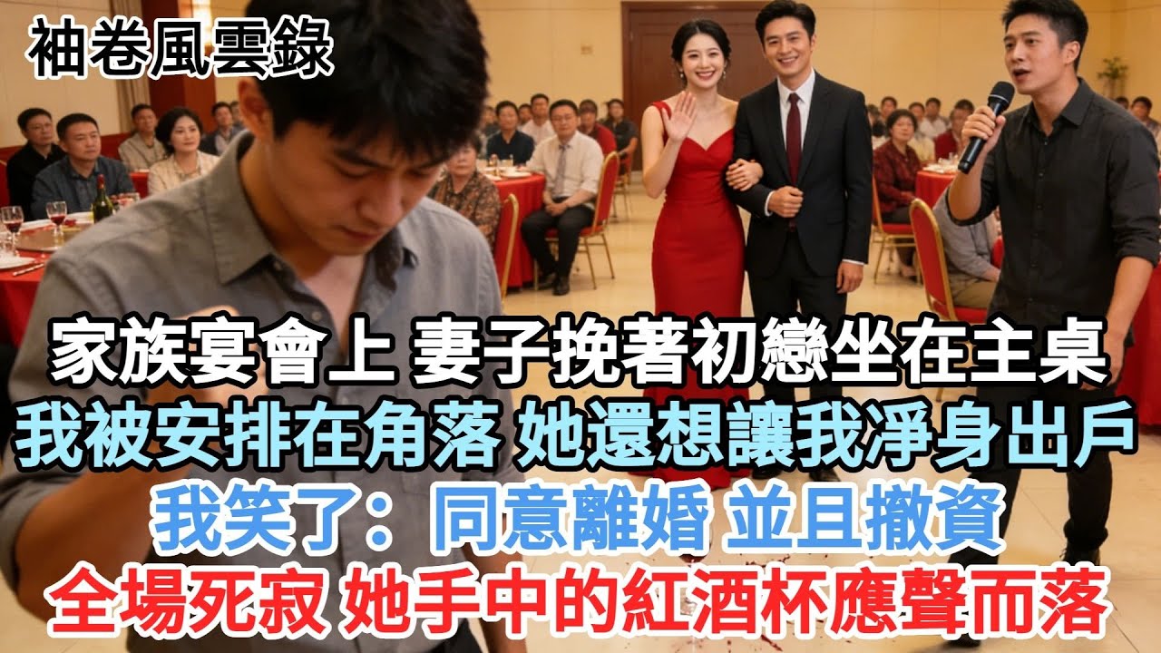 家族宴會上，妻子挽着初戀在主桌，我被安排在角落。當她讓我淨身出户時，我笑了：“同意離婚。並且我已撤資” 她手中的紅酒杯應聲而落。#故事頻道#故事分享#情感#情感故事#幸福人生