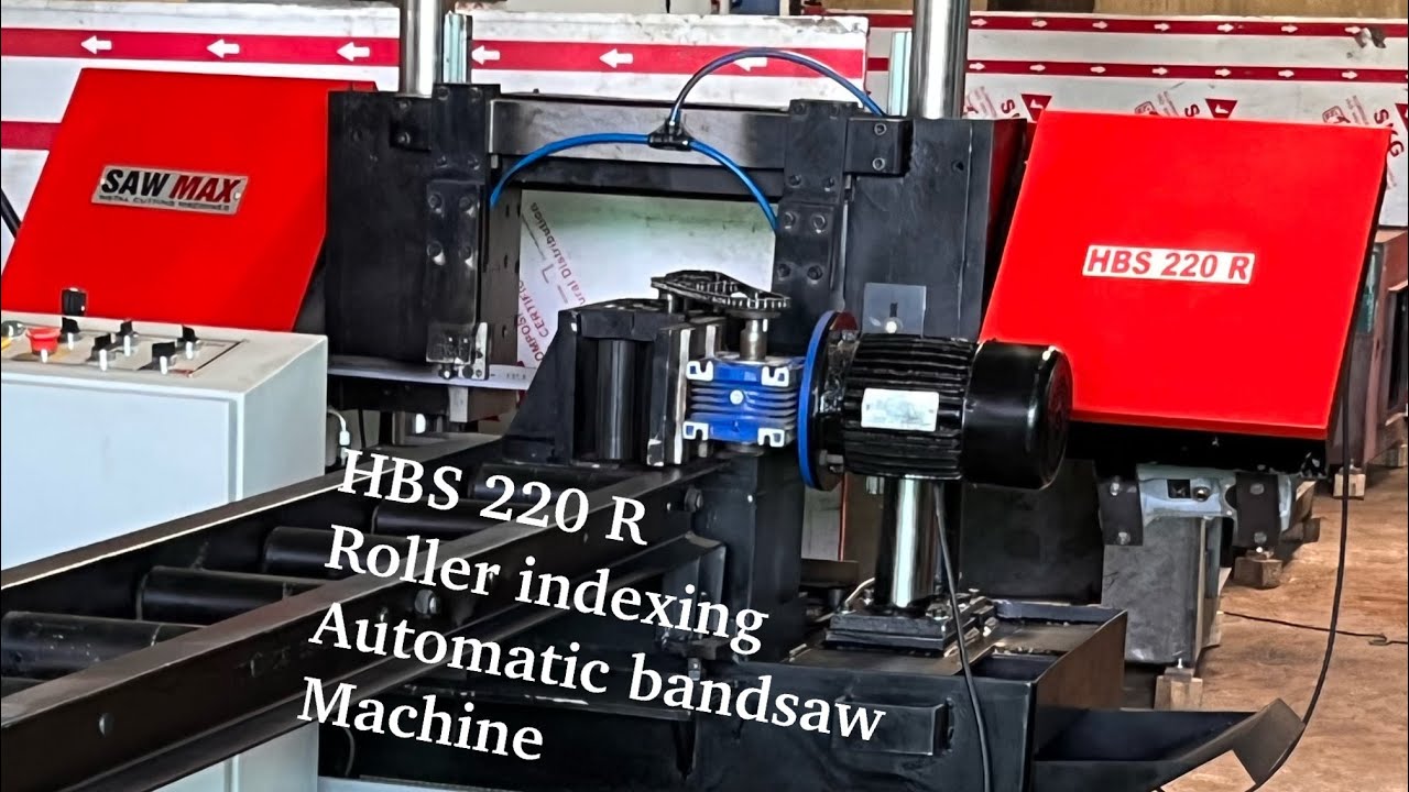 Automatic metal cutting bandsaw Roller feed || autofeed bar cutting machine