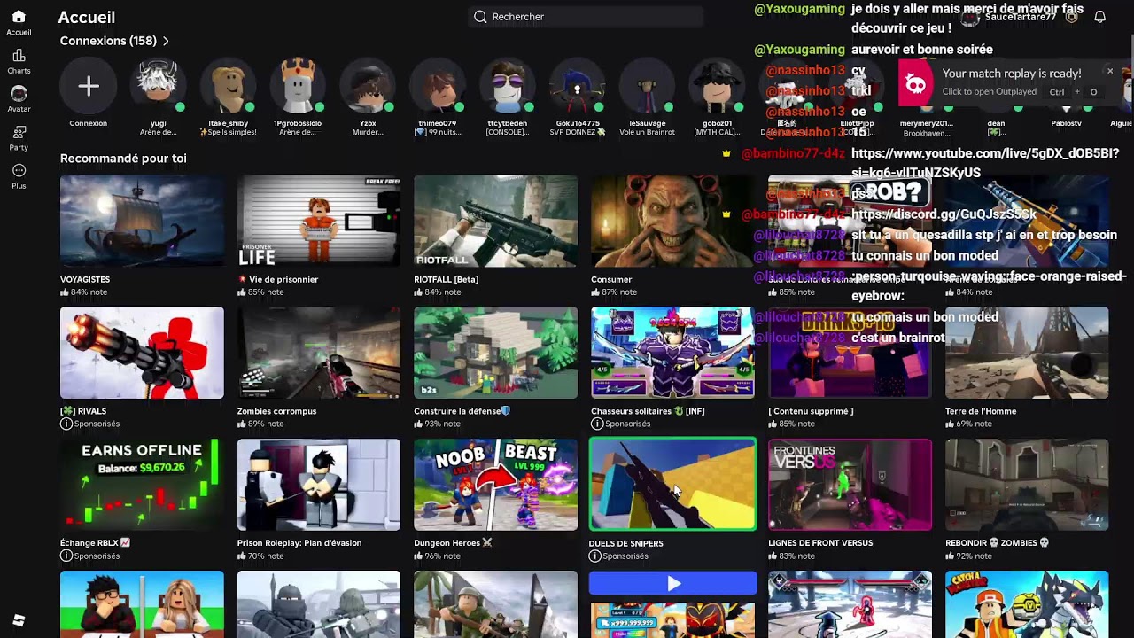 Live fr Roblox venez jouez et discutez