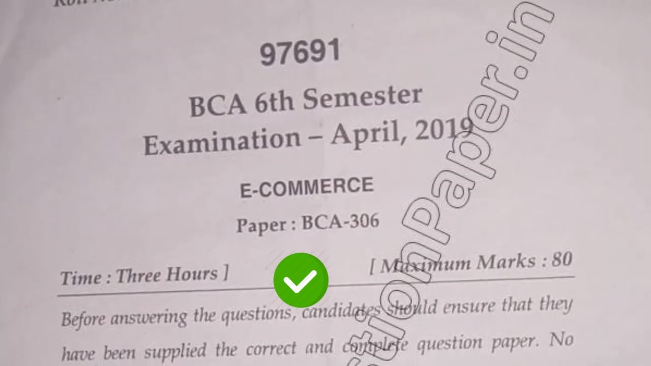 2019 Mdu BCA 6th Sem E-Commerce Question Paper | Techbr Hindi