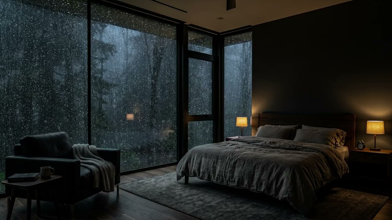 🌧️ Night Rain and Thunderstorm Sounds for Insomnia and Restful Sleep