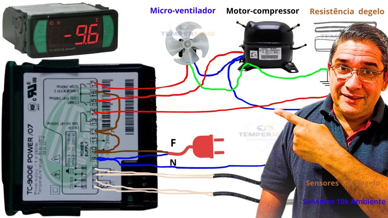 🔴Como Instalar Controlador TC900 Na Geladeira