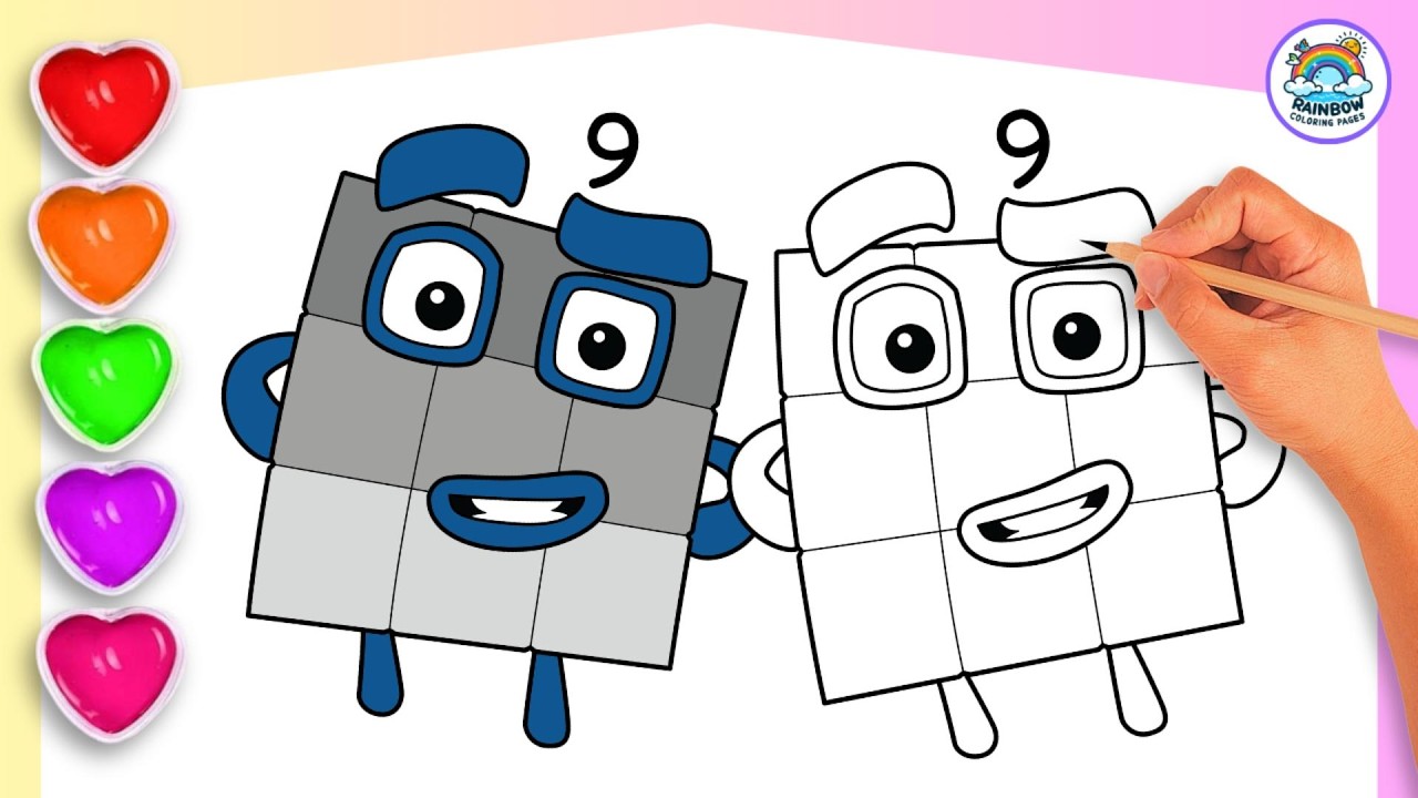 How To Draw Numberblock 9 Coloring🌈 - Learn to draw Numberblock 9 Coloring for kids