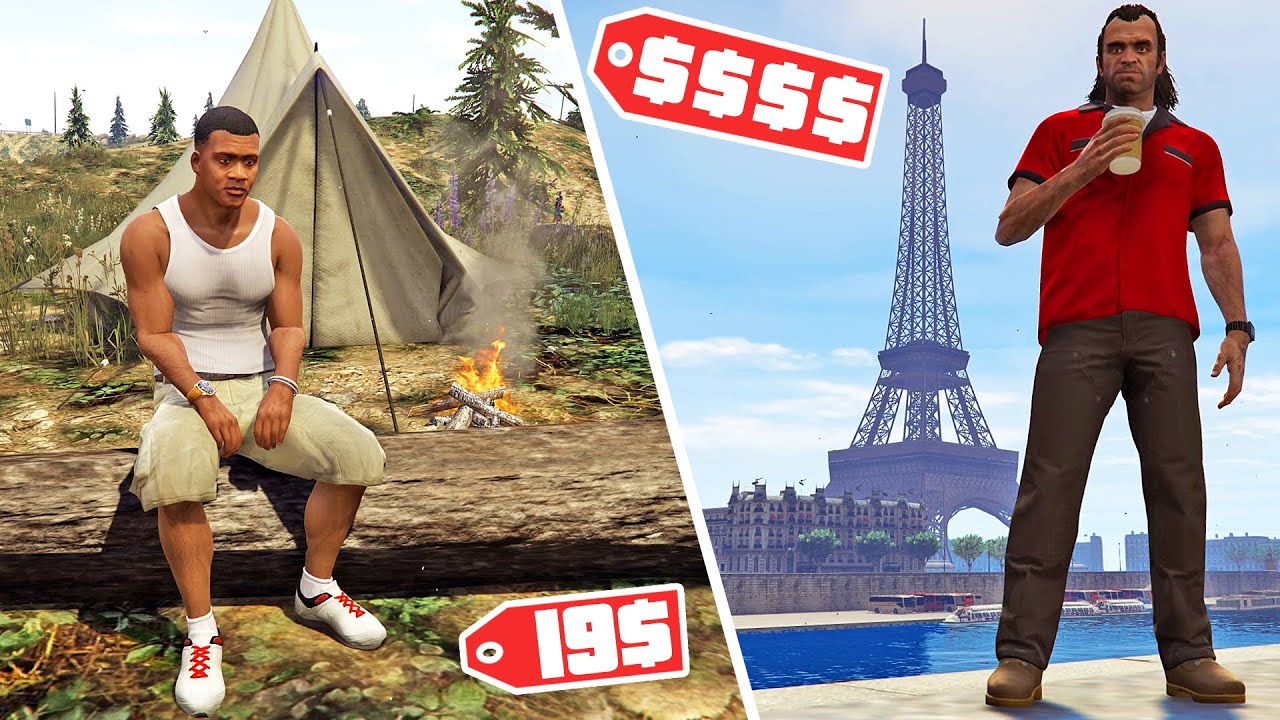 قراند 5 : عطلة 19 دولار ضد عطلة 30 ألف دولار | GTA V Cheap Holiday vs Expensive Holiday