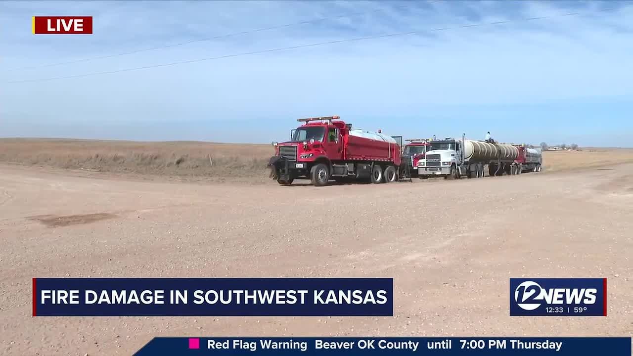 Firefighting efforts continue to contain Ranger Road Fire in Clark County, Kansas - clipped versi...