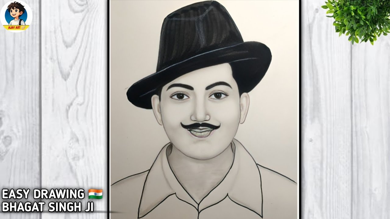 How to Draw Bhagat Singh Step by Step | Easy Drawing of Bhagat Singh | Shaheed Diwas Special 🇮🇳 