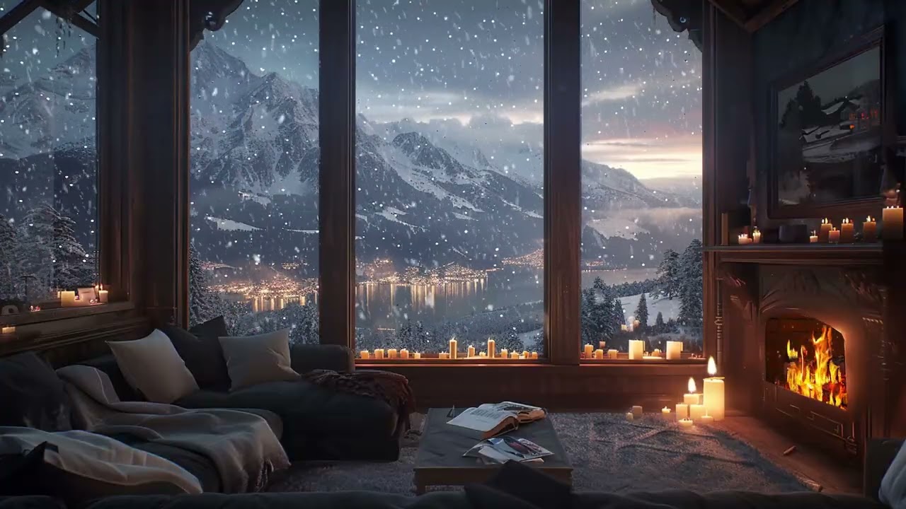 Sleep Better with ASMR Winter Ambience Featuring Snowfall, Wind and Fireplace Sounds
