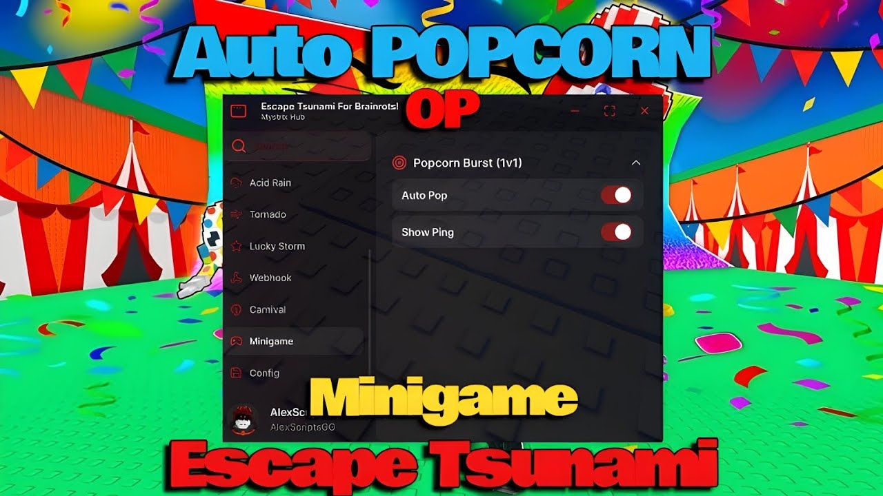 Escape Tsunami For Brainrots Script - AUTO POPCORN, MINI GAME ESP CANDY, EASY WIN & 2026 NEW OP