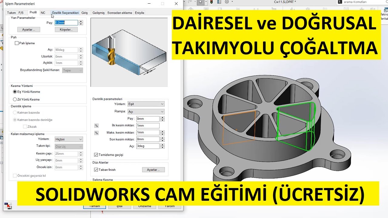 SOLİDWORKS CAM DERSLERİ - PATTERN - DAİRESEL & DOĞRUSAL ÇOĞALTMA