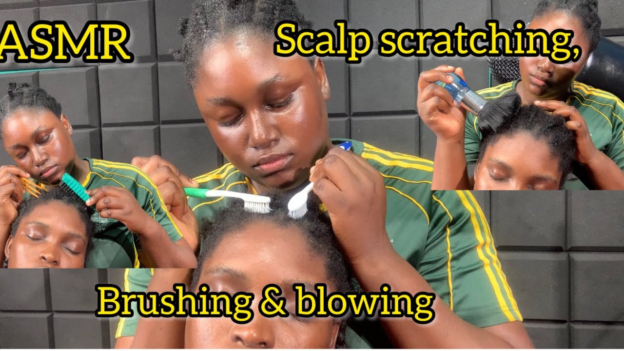 ASMR:💫scalp scratching, brushing and blowing 💤