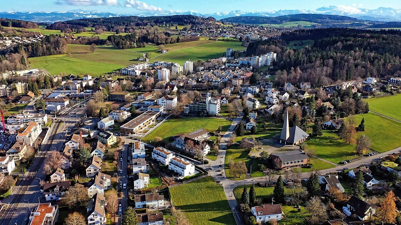Drone Views of Switzerland in 4k: Zollikerberg