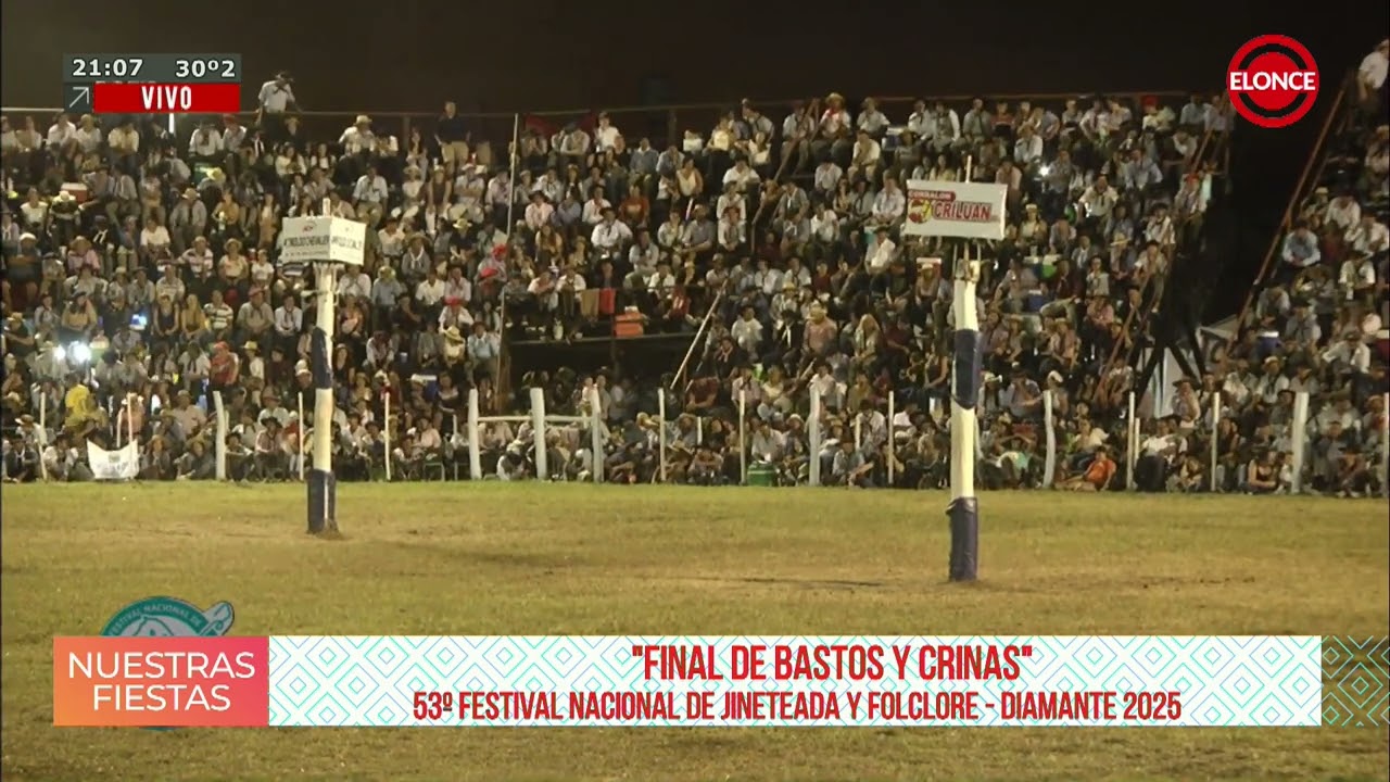 Festival Nacional de Jineteada y Folclore en Diamante - Final jineteada bastos y crinas