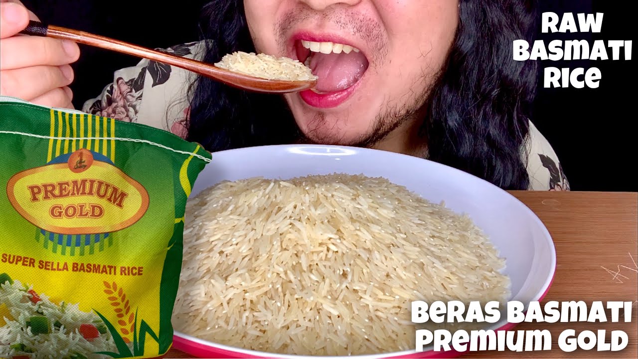 ASMR BERAS BASMATI GOLD PREMIUM | Raw Rice Eating | Raw Basmati Rice | ASMR INDONESIA
