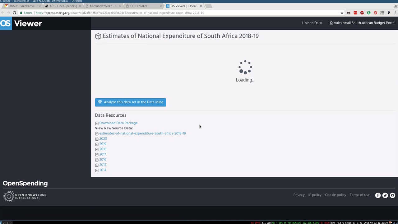 For advanced users: How to quickly use the vulekamali data in the OpenSpending API