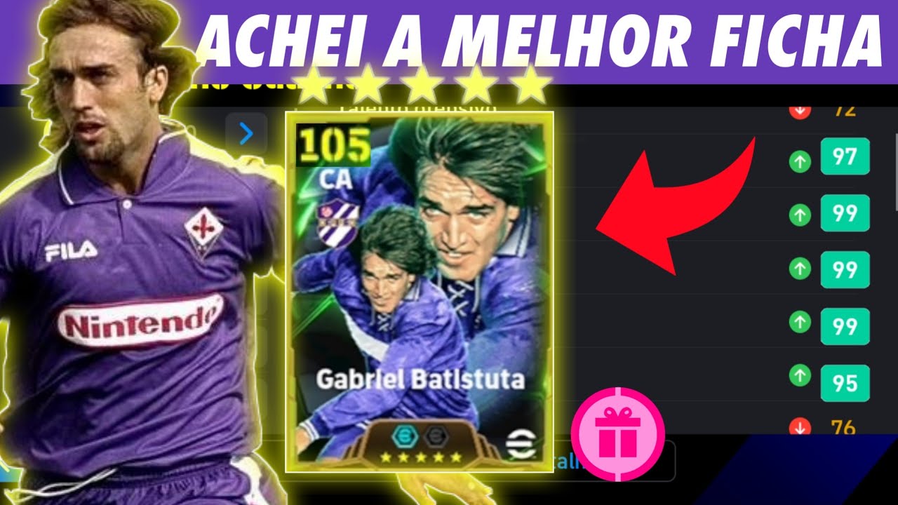 Melhor FICHA para o BATISTUTA épico grátis no efootball 2025