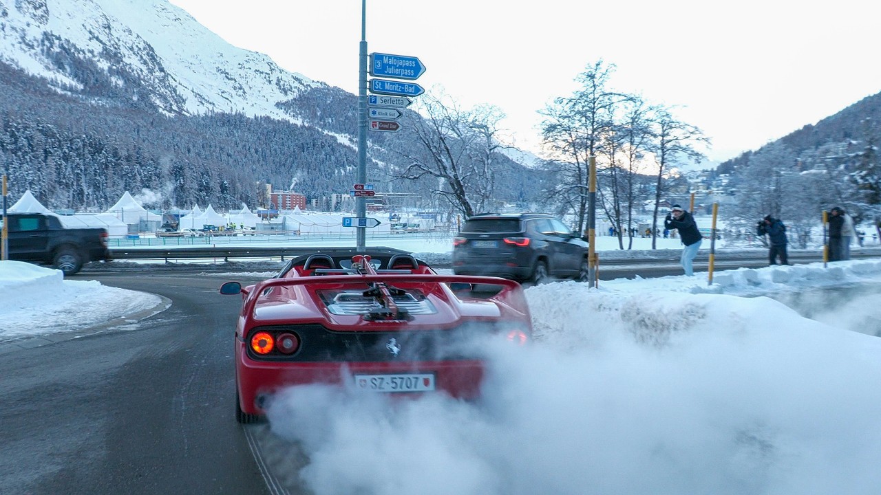 $6 million 1995 Ferrari F50 powersliding and driving on ICE!