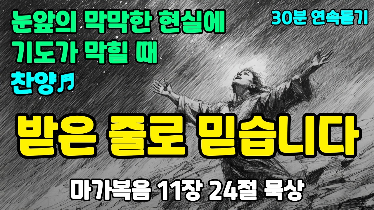 [눈앞의 막막한 현실에 기도가 막힐 때 듣는 찬양] 받은 줄로 믿습니다 30분 연속듣기 | 마가복음 11장 24절