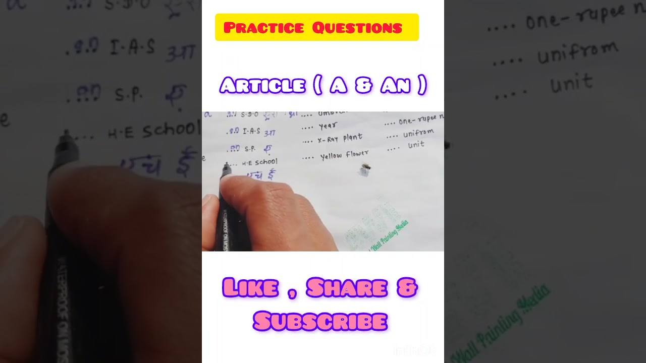 Practice Questions Of Indefinite Article ( A & An ) English Grammar  || Uses Of  A & An For All Exam