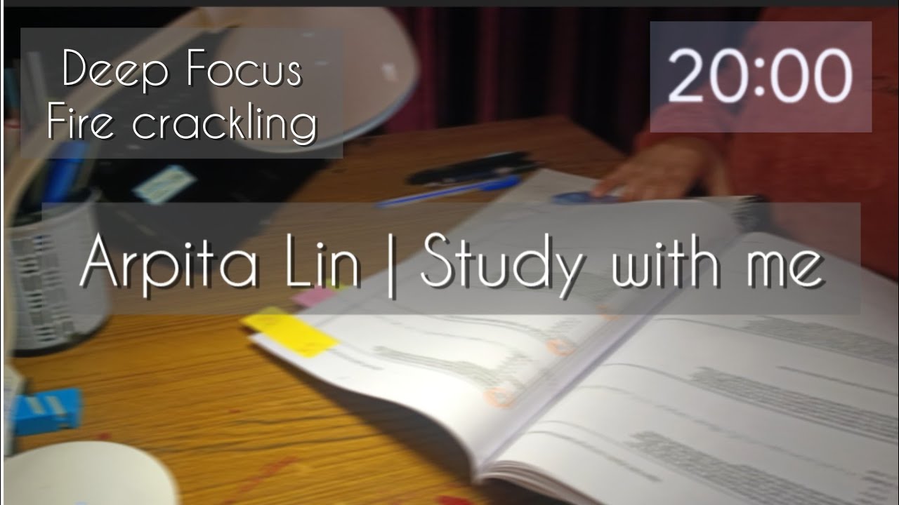 Study with me | 20 min | Deep Focus | Fire crackling