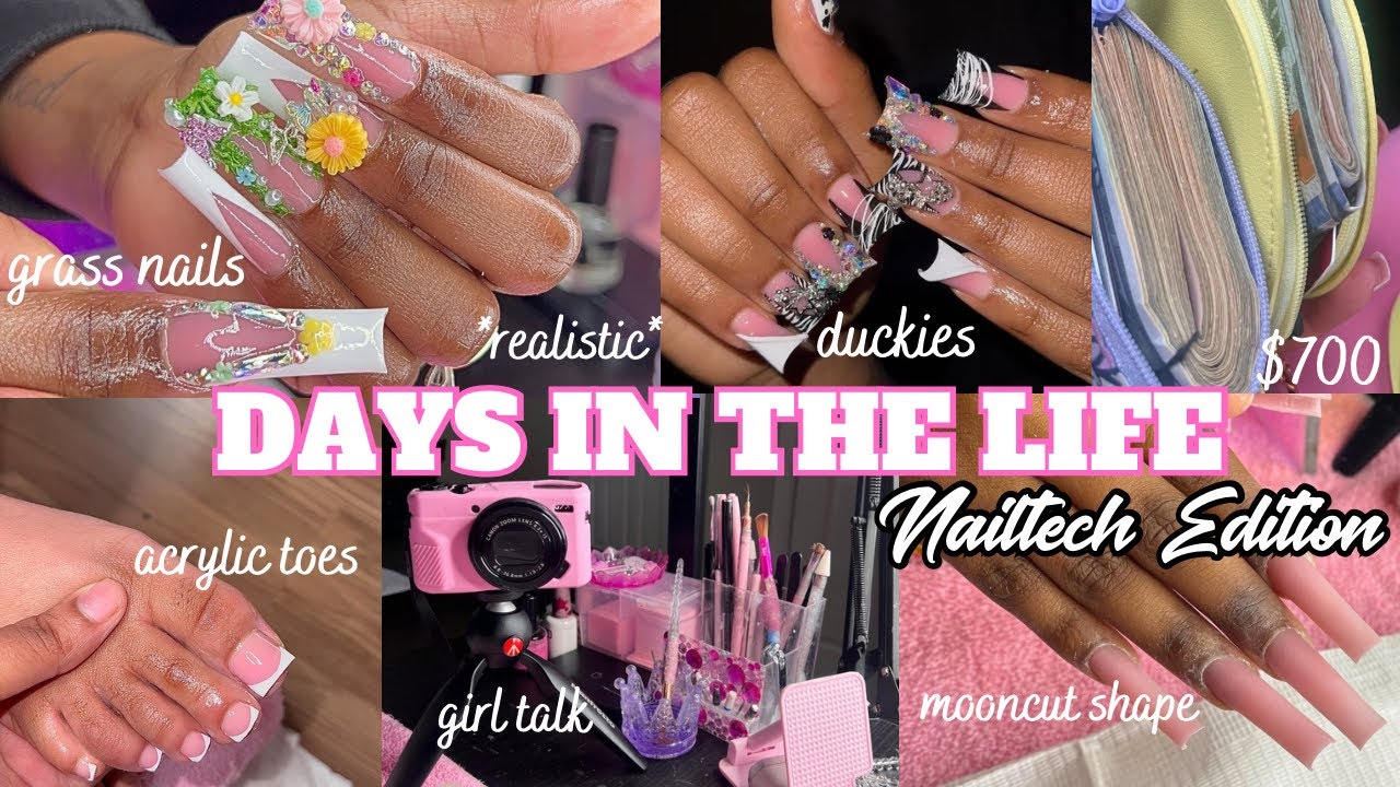 DAYS IN LIFE OF AN NAIL TECH ♡|*realistic* clients,duck nails,$700,acrylic toes+ girl talk ♡˖⁺