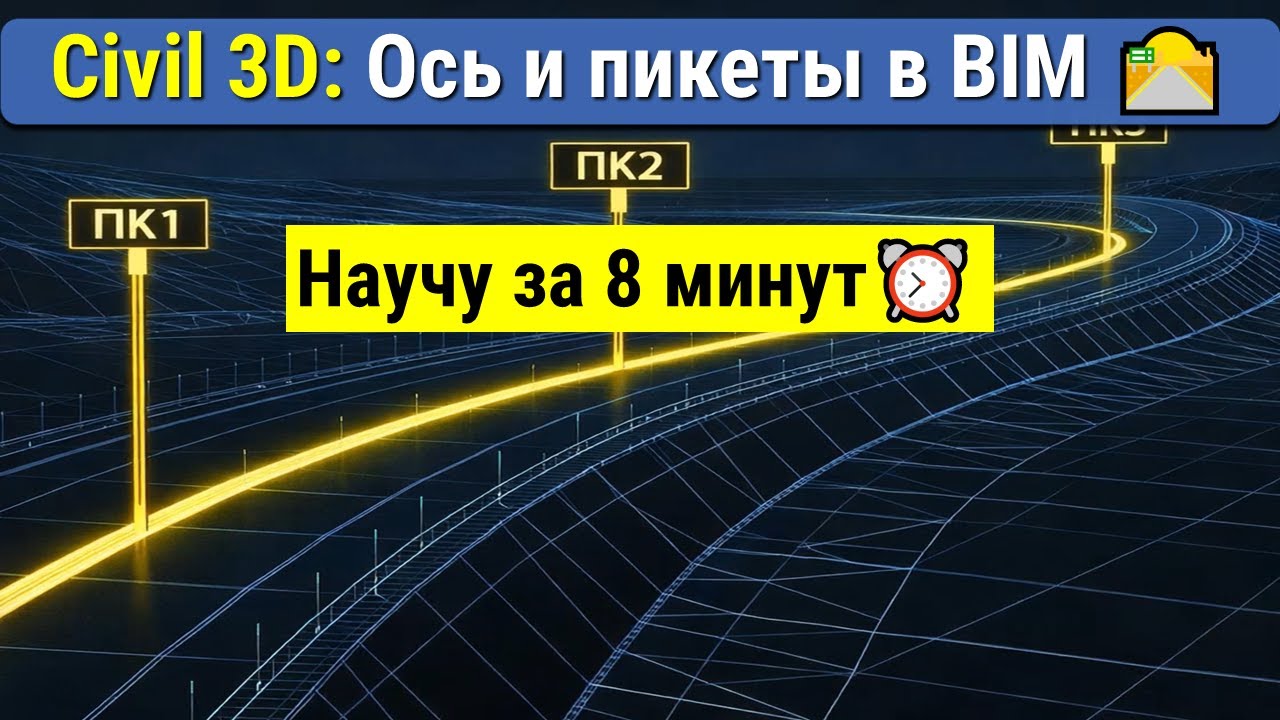 Civil 3D: Как отобразить ось трассы и пикеты в BIM | Практика