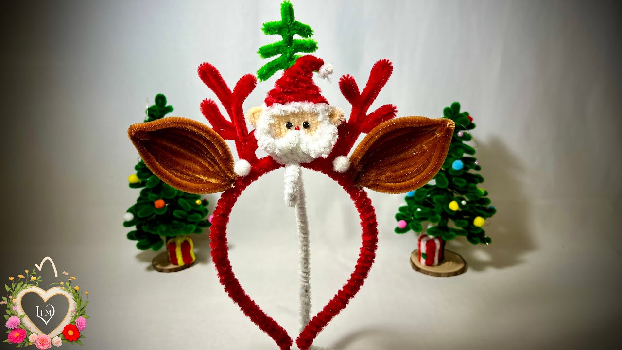 Cách làm bờm tóc (cài tóc) ông già Noel bằng kẽm nhung - How to make a Santa Claus's hairband #hms2