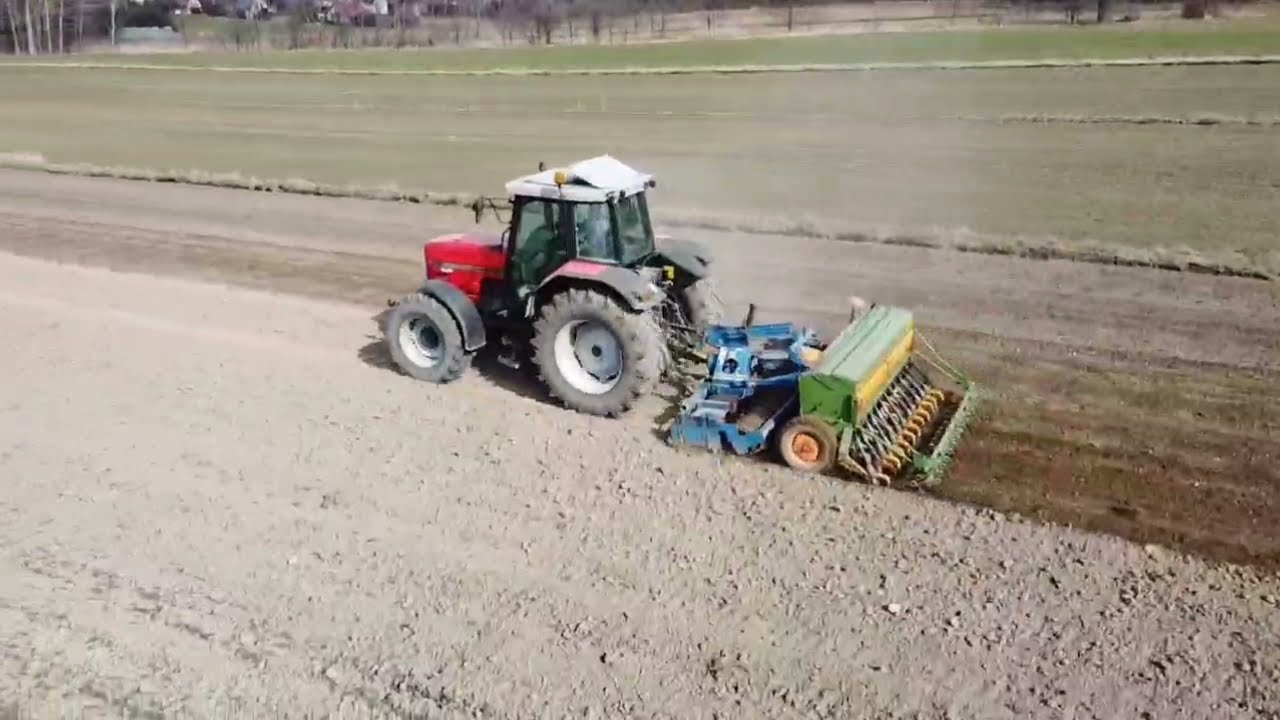 Siew jęczmienia 2021. 🚜Massey Ferguson 8110 🚜, Rabewerk z Amazone D7