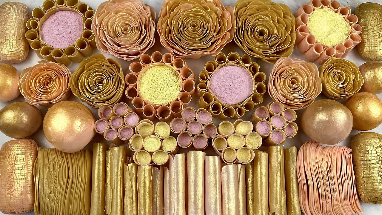 Oddly satisfying ASMR video 💛 Crushing starch boxes 💖 Clay crackling 🧡 Cutting soap cubes 🤤