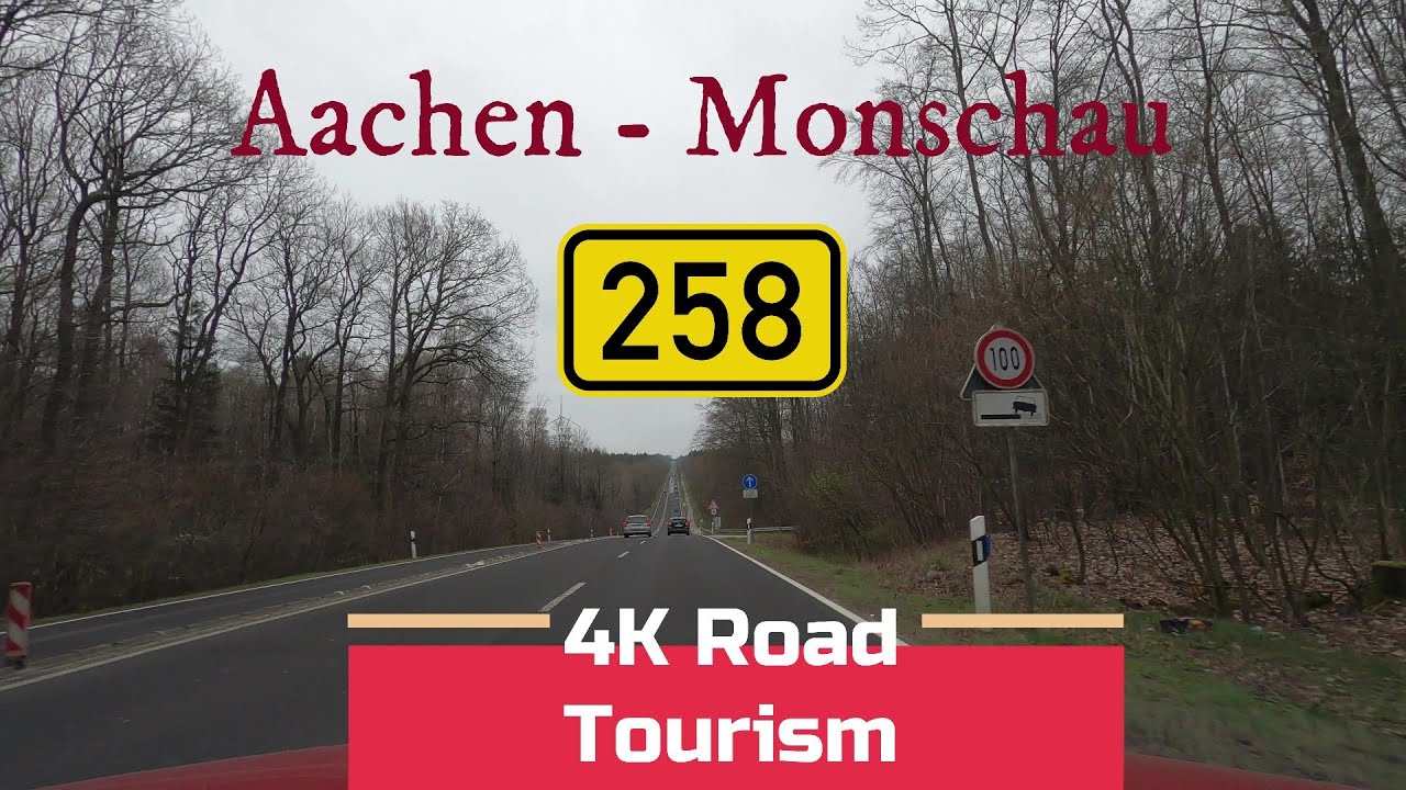 Driving Germany: B258 Aachen - Monschau - 4K drive through the north part of Eifel mountains