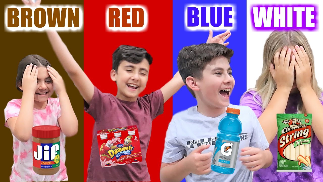KIDS GROCERY SHOPPING CHALLENGE | Buying After School Snacks in YOUR COLOR | School Snack Ideas