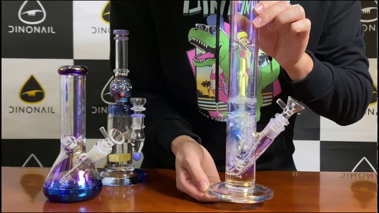 Luminous Colored Straight Tube Bong With Ice Catcher