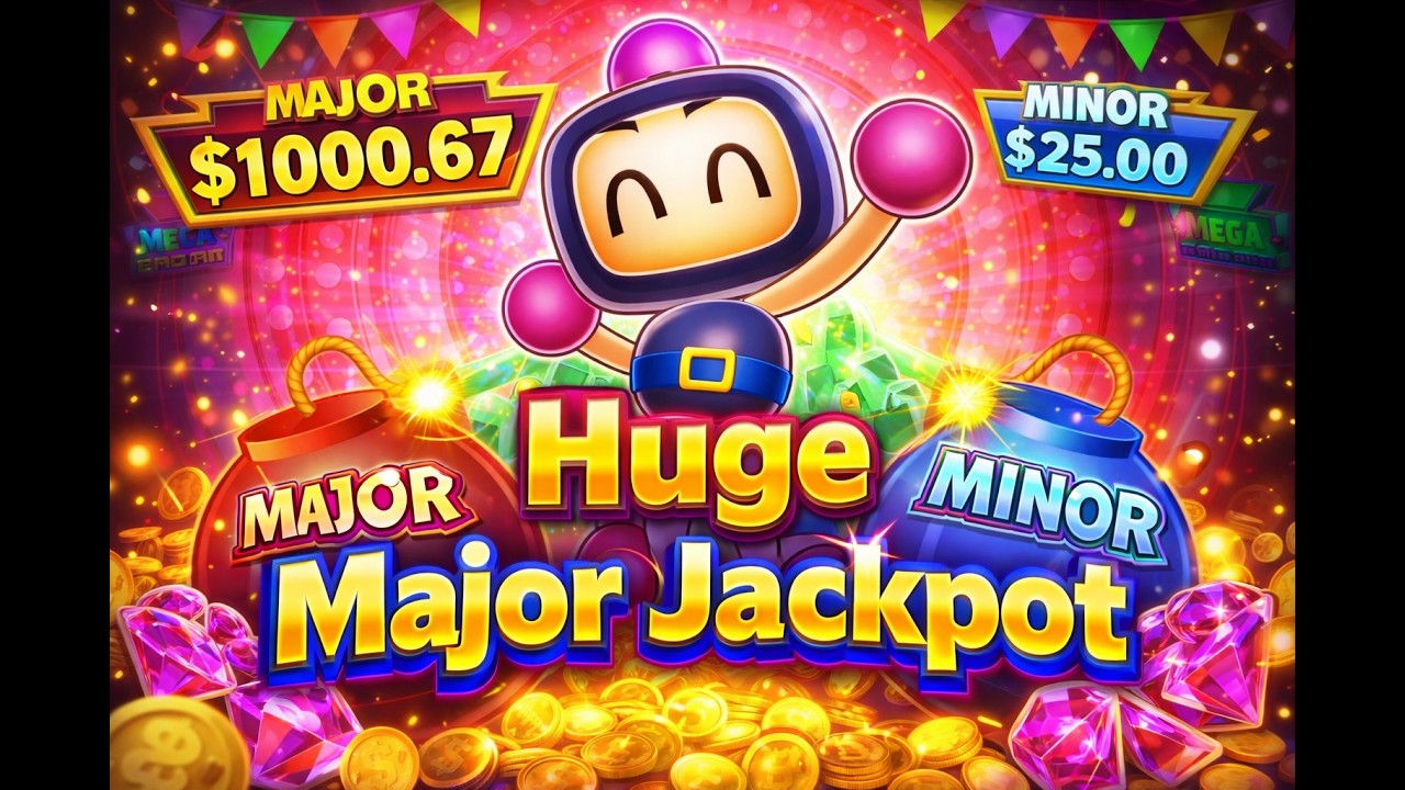 I can&rsquo;t believe I hit a Huge Major Jackpot on Bomberman Blast! 