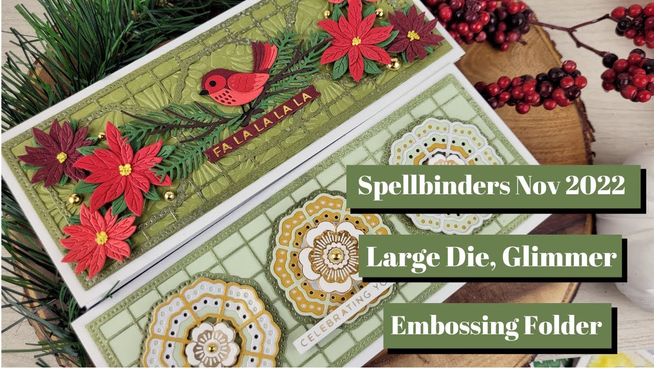 2 Cards Spellbinders November 2022 Large Die, Glimmer, and Embossing Folder Kits of the Month