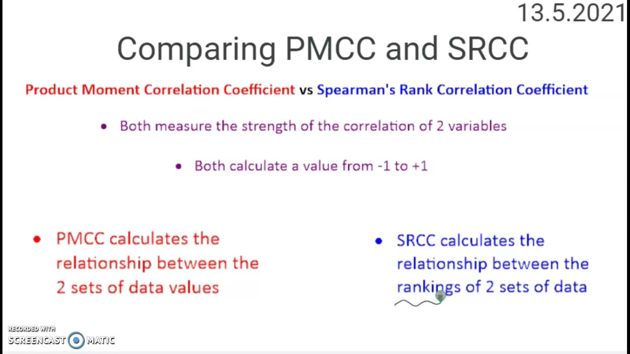 GCSE Statistics: Comparing the PMCC and SRCC Lesson