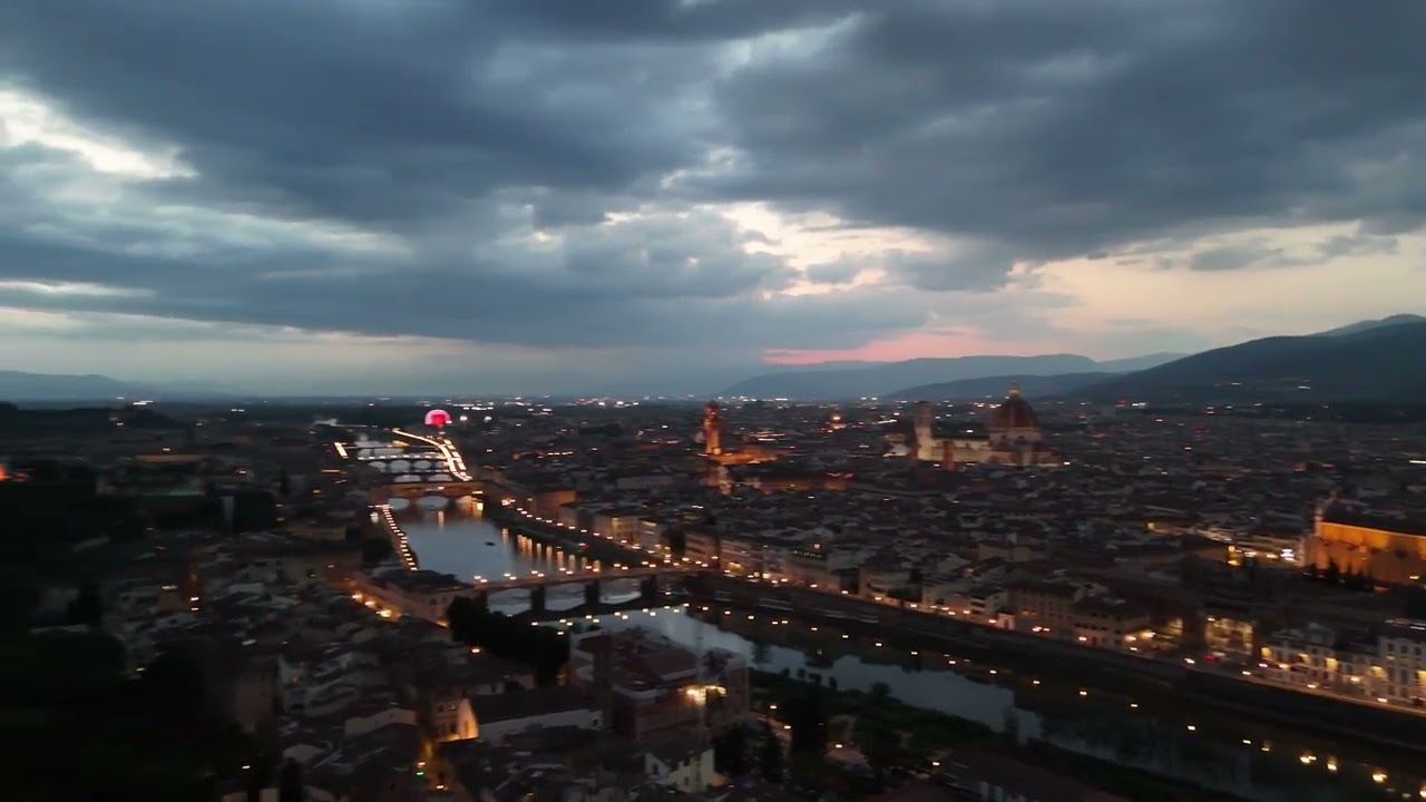 Drone sunset in Florence