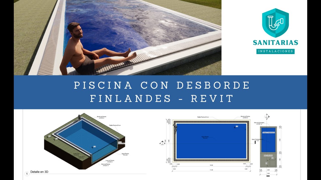 Piscina con desborde Finlandés - Revit