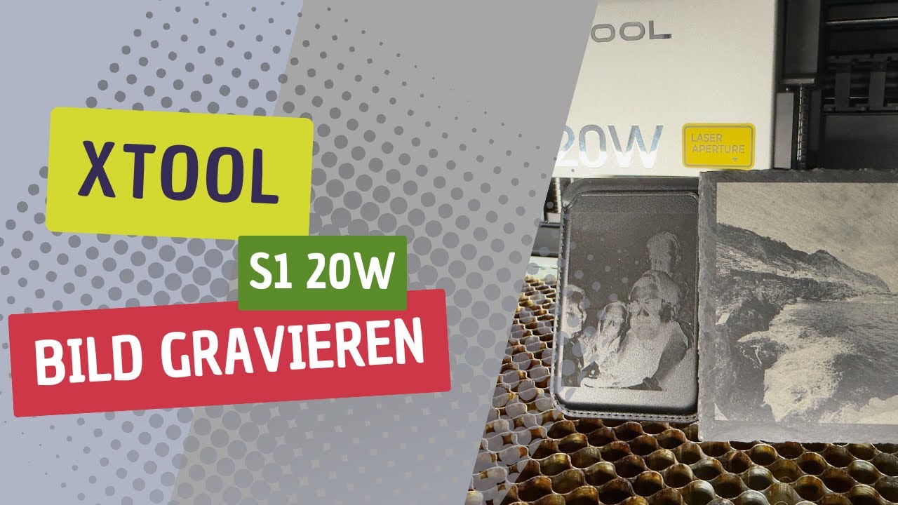 Bild mit dem XTool S1 20W auf ein MagSafe Wallet / Schieferuntersetzer gravieren