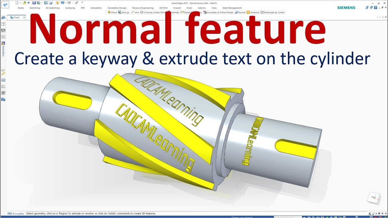 Solid Edge Tutorials #38 | How to use Normal Protrusion command (extruding/ cutout text or cuver)