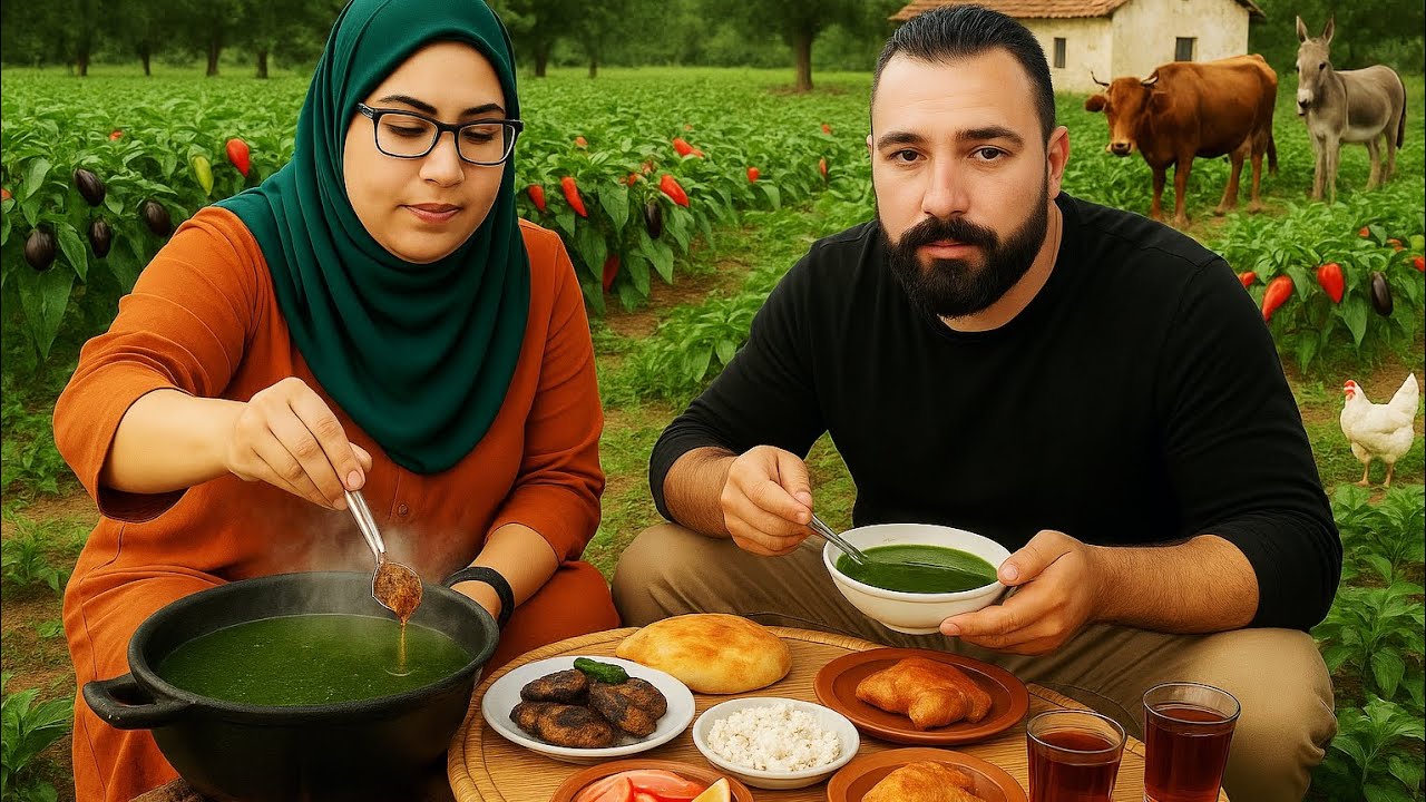 طشة الملوخية من الأرض للكانون للمة عالطبلية 