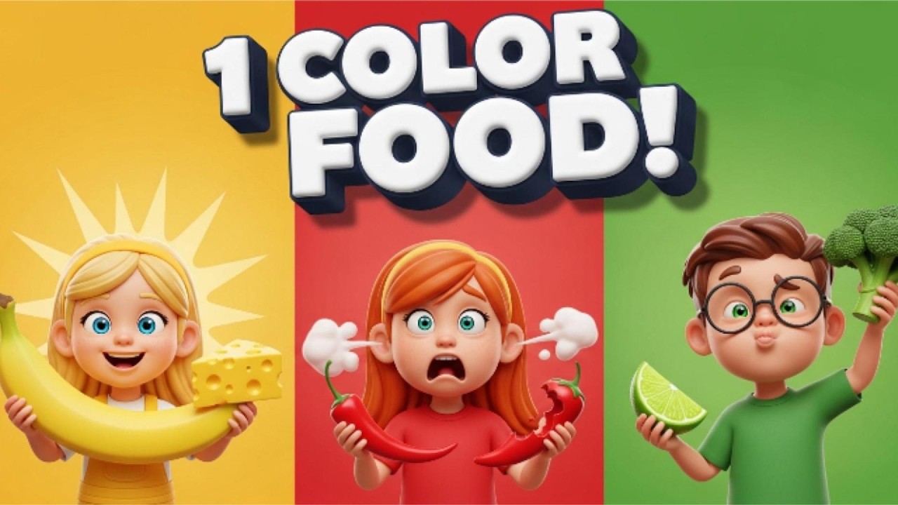 The GREAT One Color Food Challenge! 🍌🌶️🥦 Who Wins? | Kids Animation