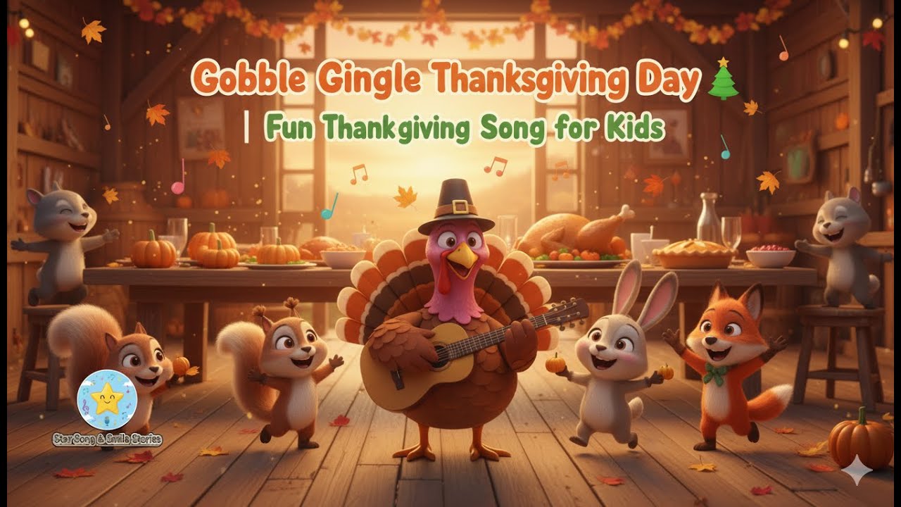 Gobble Gobble Thanksgiving Day 🦃 | Fun Thanksgiving Song for Kids | Starsong & Smilestories