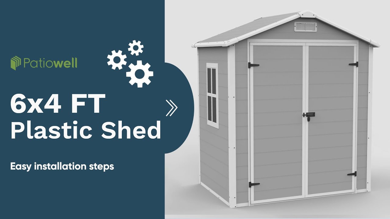 Patiowell Resin Outdoor Storage Shed - 6' x 4' FT Assembly