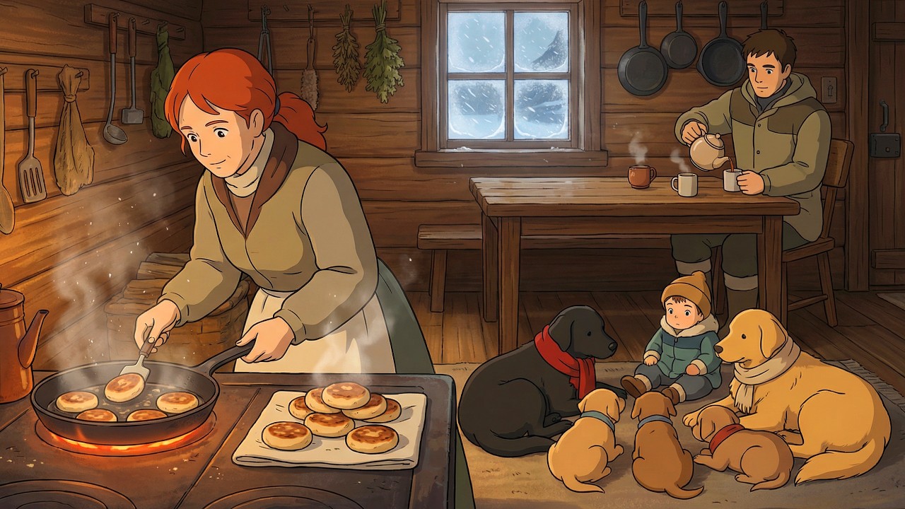 Surviving –71°C Yakutia ❄️ Baking Bread, Farm Cleanup & Rabbit Hunt | Ghibli-Style Video