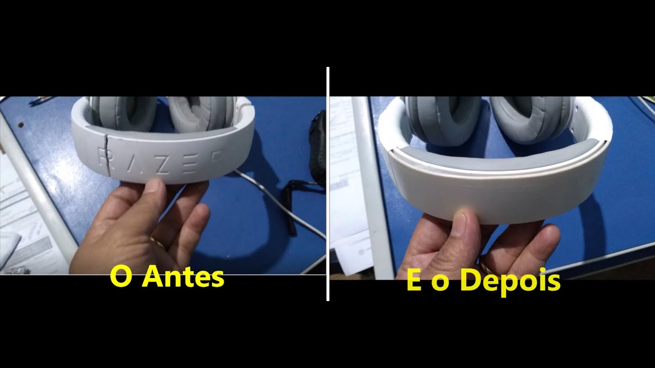 Como restaurar fone de ouvido com  Arco / haste Quebrada! Headset Razer – Fácil  e barato. Confira