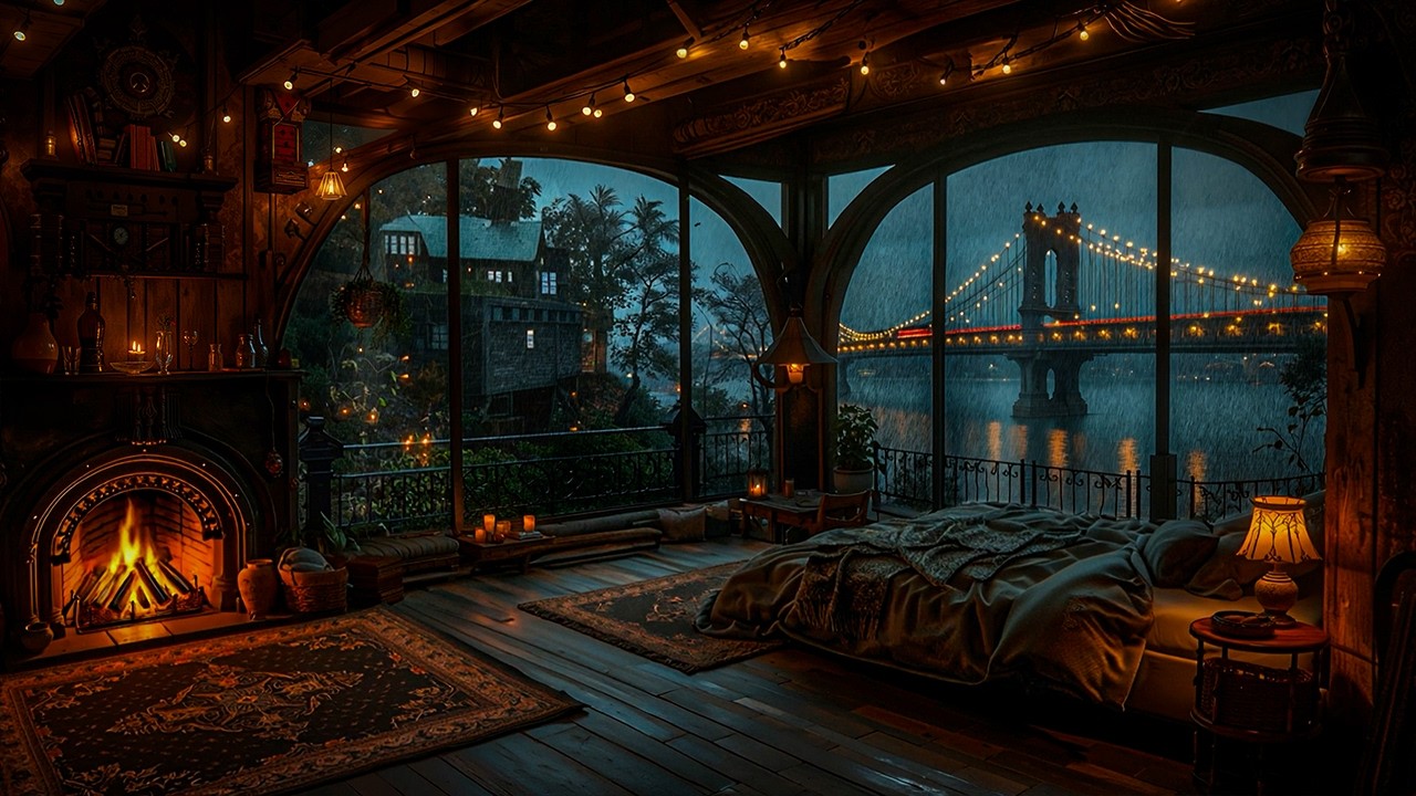 You're Sleeping in a Cozy Room While Rain Falls Outside | Dark Academia Ambience & Melancholic Piano